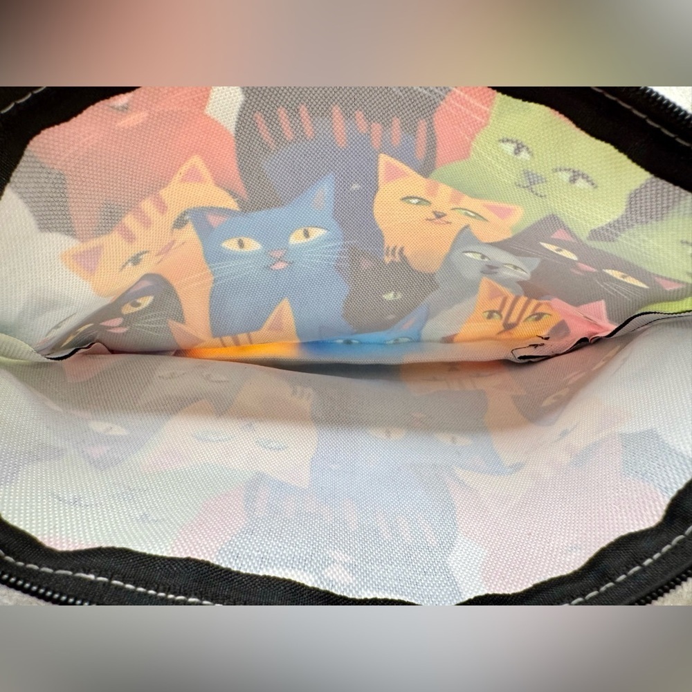 New Colorful Cats Makeup Tech Pencil Zippered Pouch Bag w/ Cat Charm - 9” - Picture 5 of 7